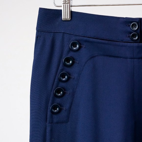 Chloe Deep Blue Wide-Leg High Waisted Trousers - Picture 5 of 11